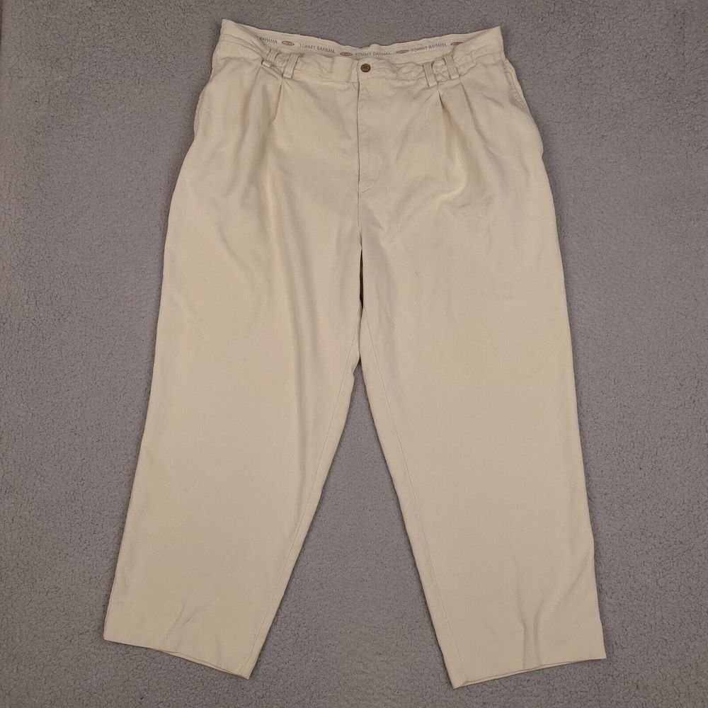 Tommy Bahama Chino Dress Pants Slacks Mens 38x26.5 Beige Silk‎ Pleated
